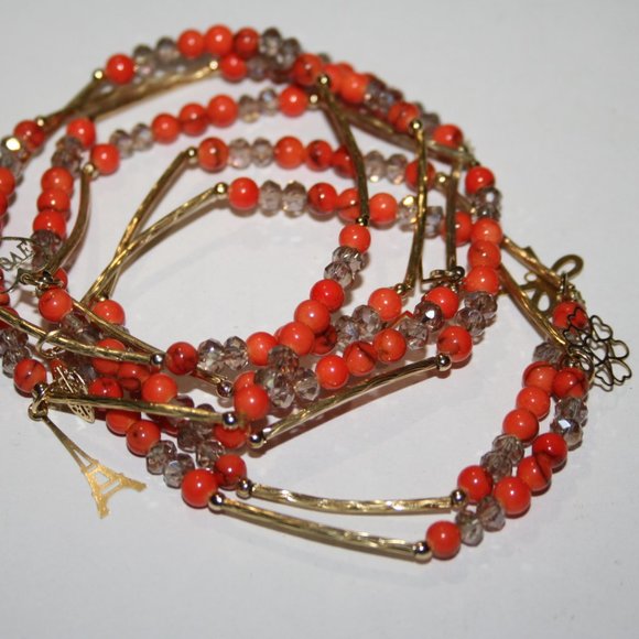 Beautiful orange and gold charm bracelet set - Picture 1 of 4